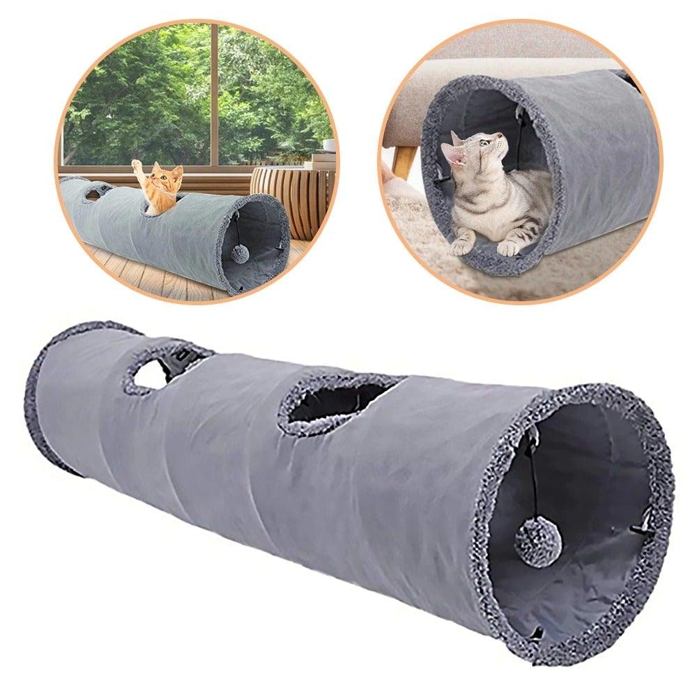 Foldable Cat Tunnel Toy – Interactive 2/3-Way Play Tube