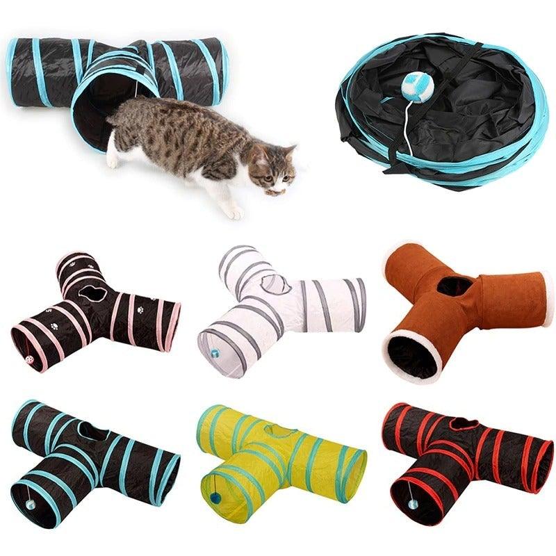 Foldable Cat Tunnel Toy – Interactive 2/3-Way Play Tube