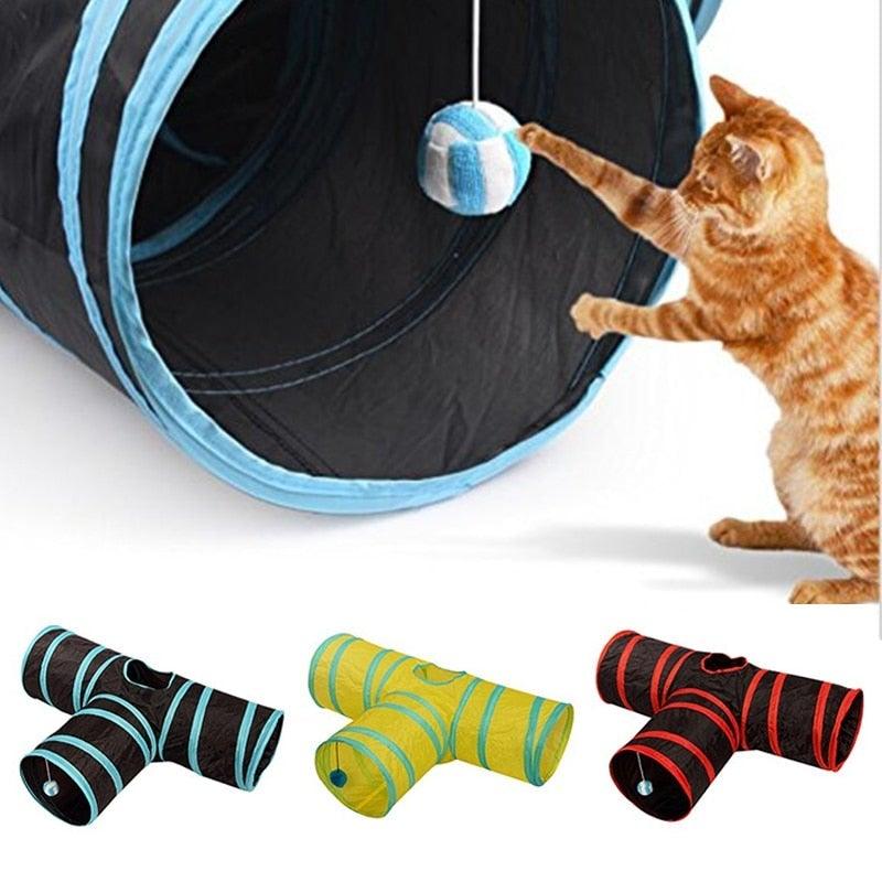 Foldable Cat Tunnel Toy – Interactive 2/3-Way Play Tube