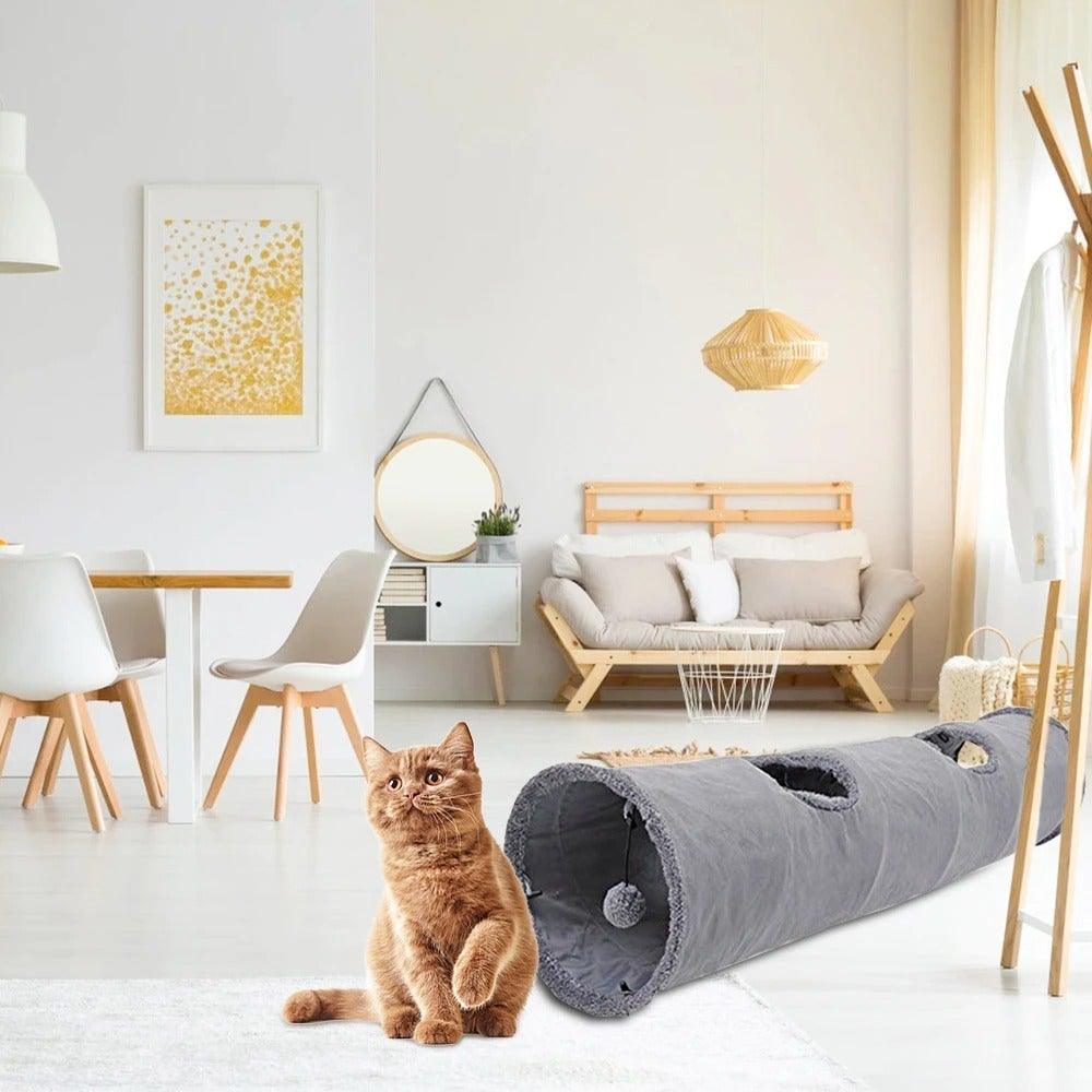 Foldable Cat Tunnel Toy – Interactive 2/3-Way Play Tube
