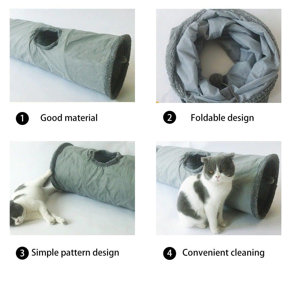 Foldable Cat Tunnel Toy – Interactive 2/3-Way Play Tube