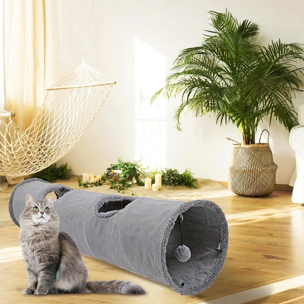 Foldable Cat Tunnel Toy – Interactive 2/3-Way Play Tube