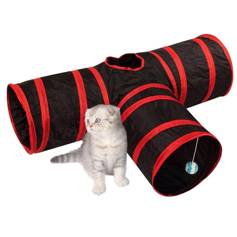 Foldable Cat Tunnel Toy – Interactive 2/3-Way Play Tube