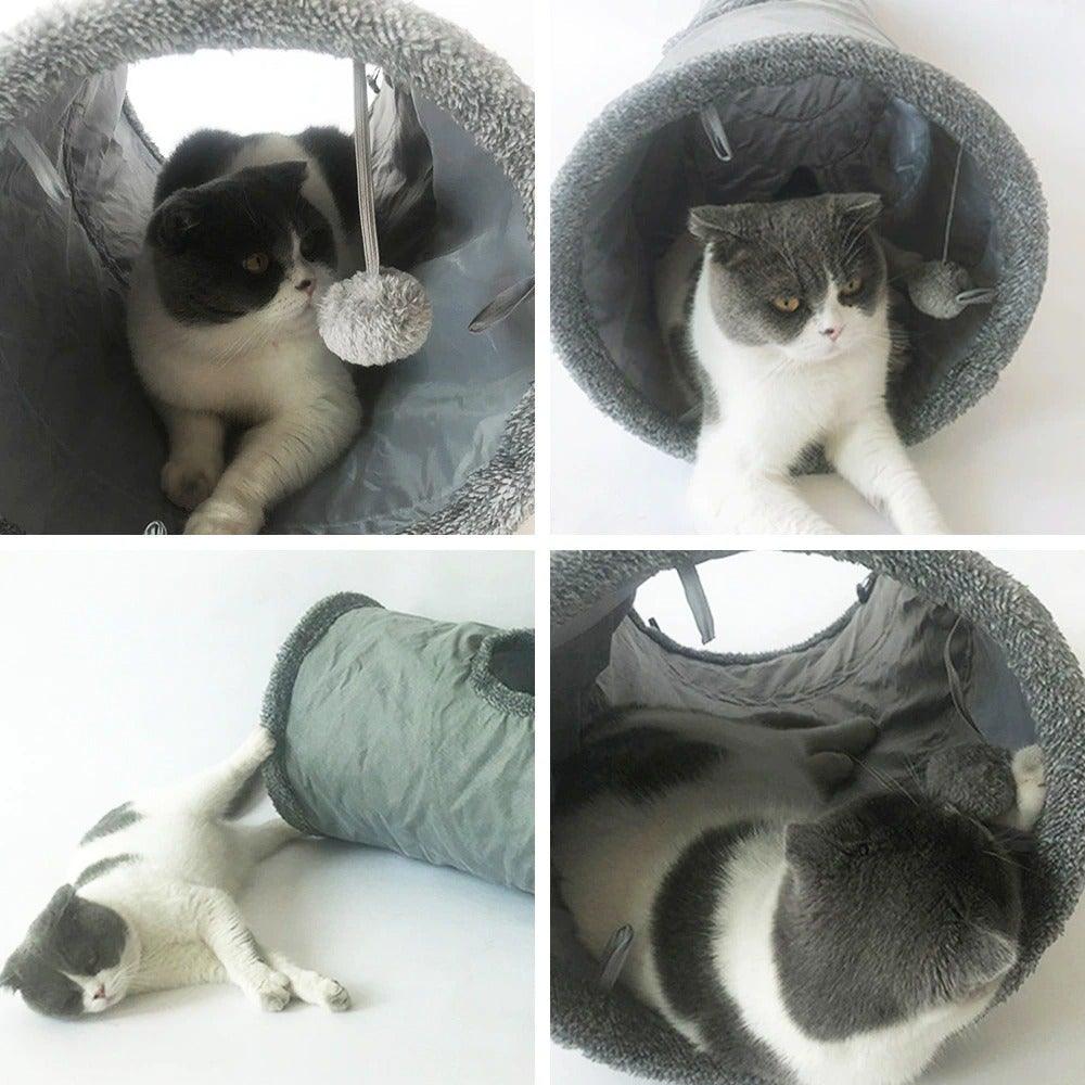 Foldable Cat Tunnel Toy – Interactive 2/3-Way Play Tube