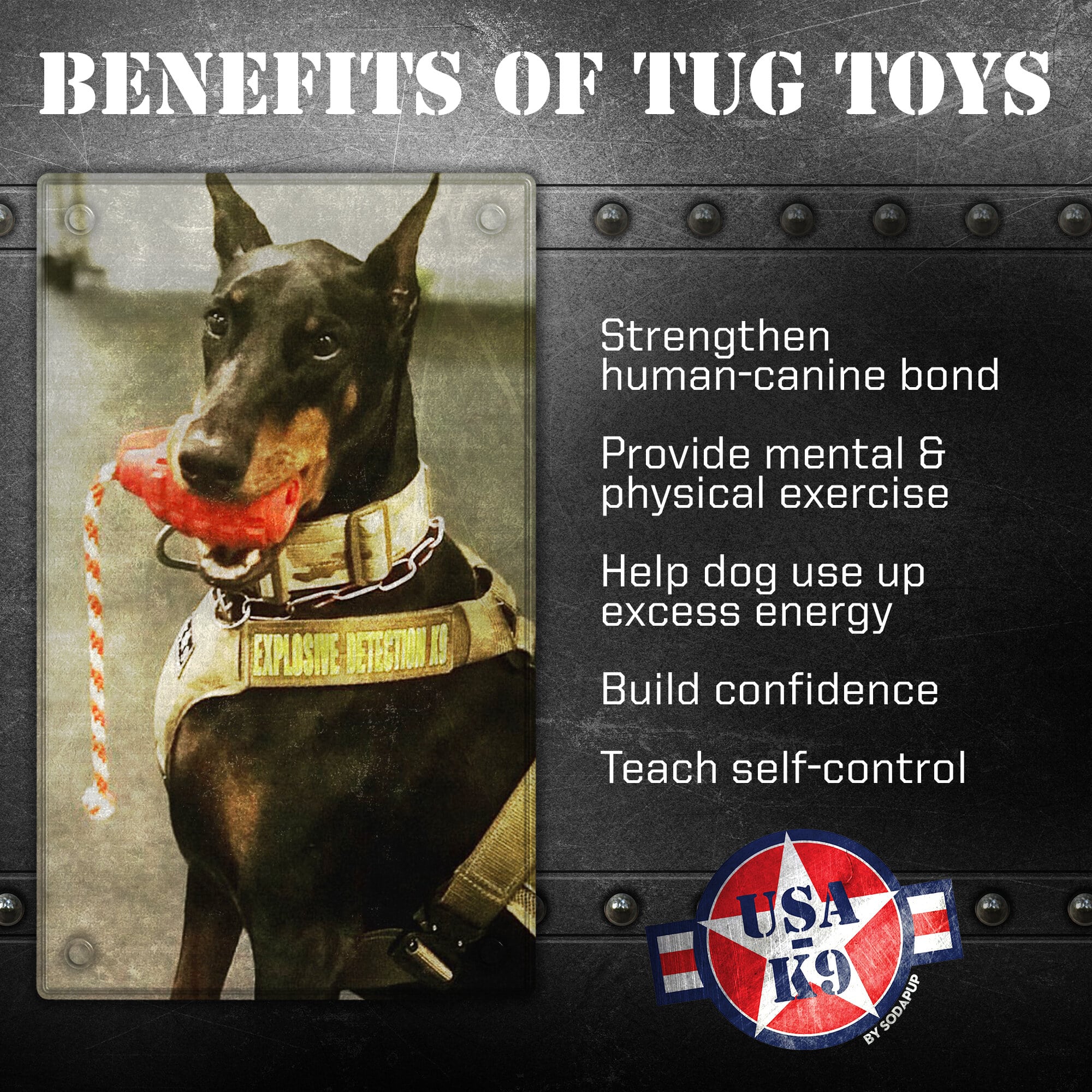 USA-K9 Grenade Dog Toy – Chew, Treat Dispenser & Tug