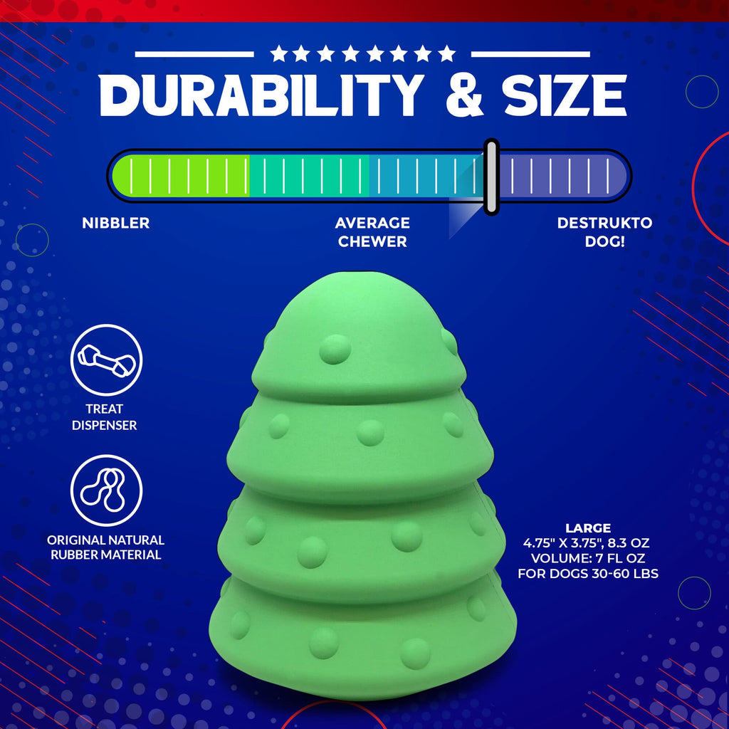 Christmas Tree Dog Toy – Durable Rubber Chew, USA Made