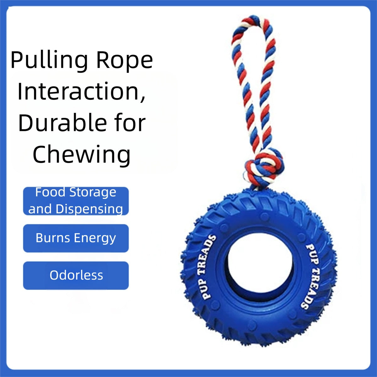 Dog Chew Toy – Rubber Tire & Tug Rope for Aggressive Chewers