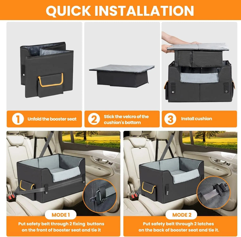 Dog Car Seat Booster Bed – Small Dogs & Cats Travel