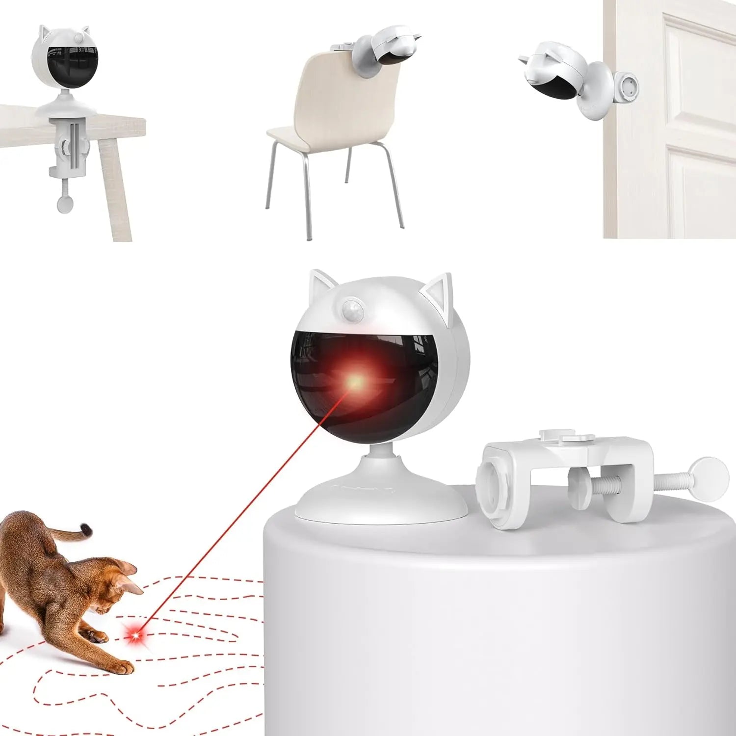 Motion-Activated Cat Laser Toy – Rechargeable Clamp-On