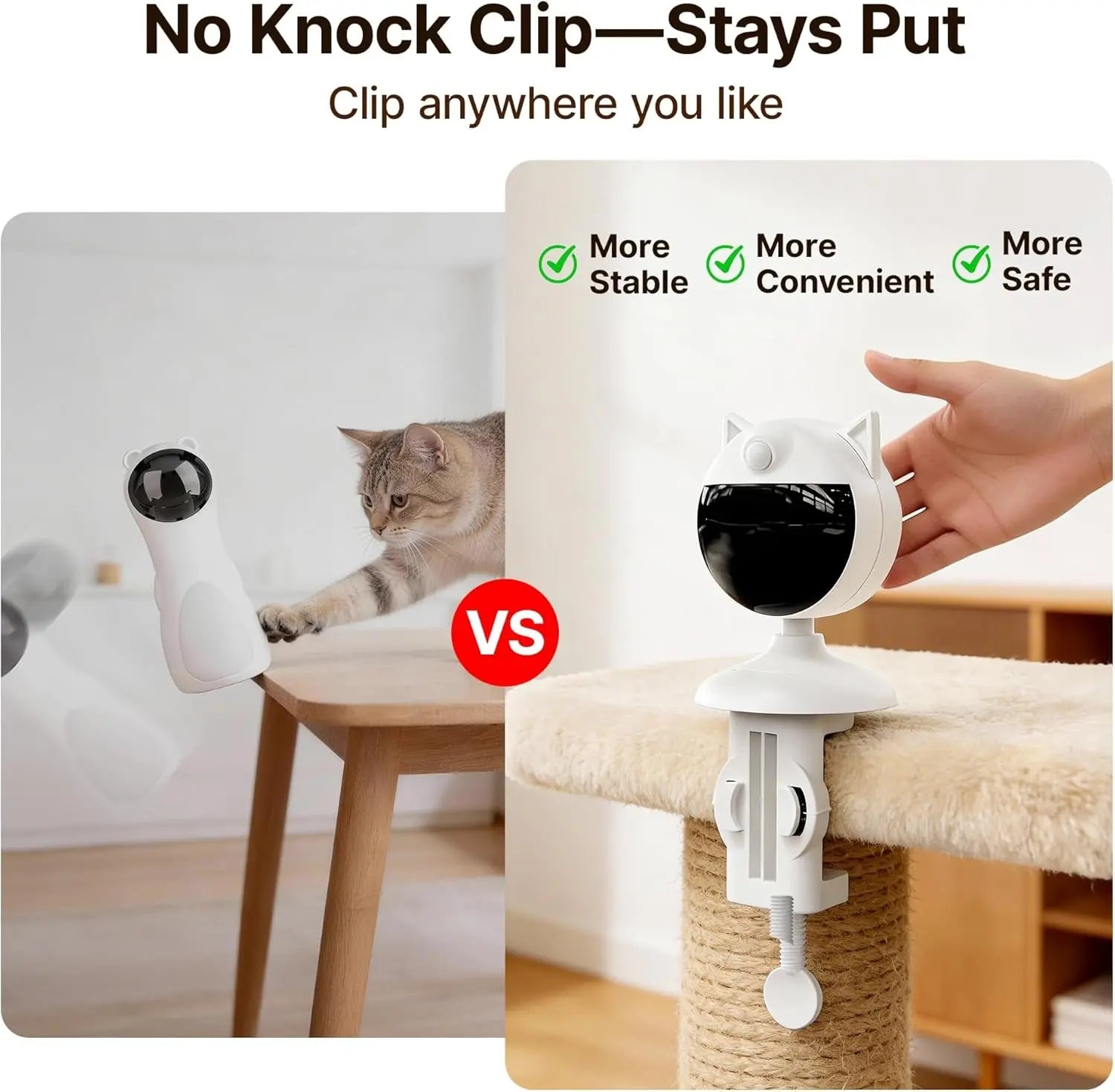 Motion-Activated Cat Laser Toy – Rechargeable Clamp-On
