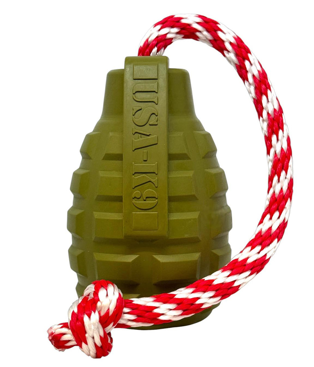 USA-K9 Grenade Dog Toy – Chew, Treat Dispenser & Tug