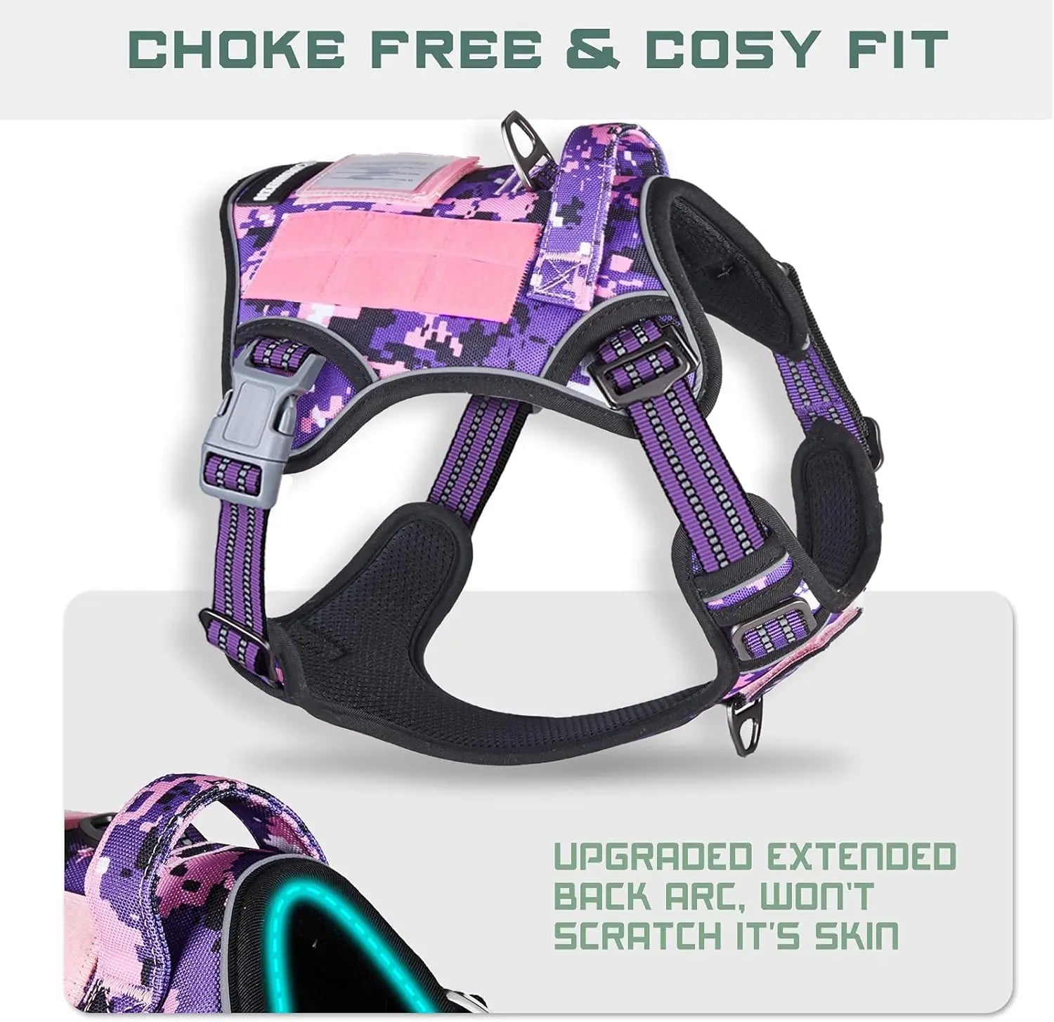 Tactical No-Pull Dog Harness with Handle, Reflective Adjustable Training Vest - Trendify Pets