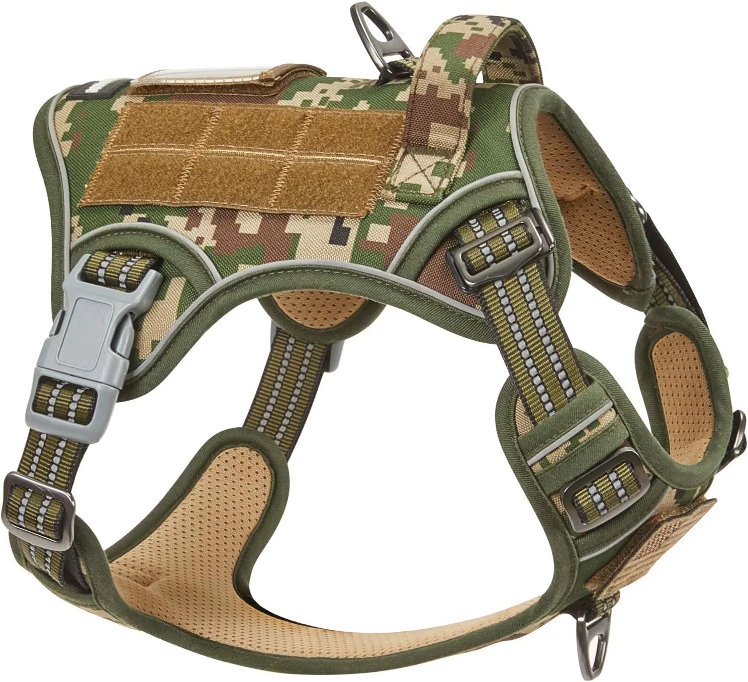 Tactical No-Pull Dog Harness with Handle, Reflective Adjustable Training Vest - Trendify Pets