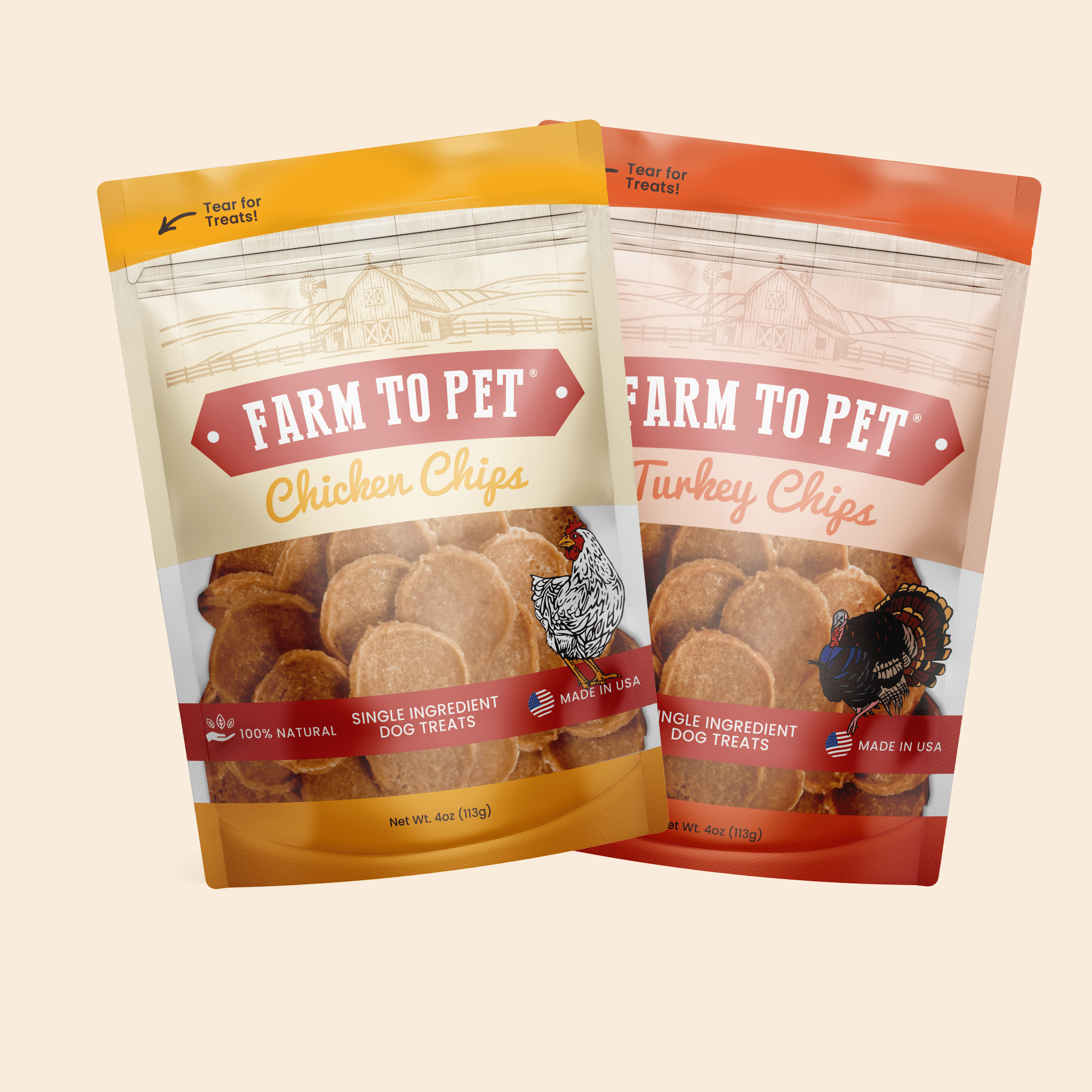 Turkey & Chicken Chip Dog Treat Duo | Single-Ingredient Poultry Treats for Dogs - Trendify Pets