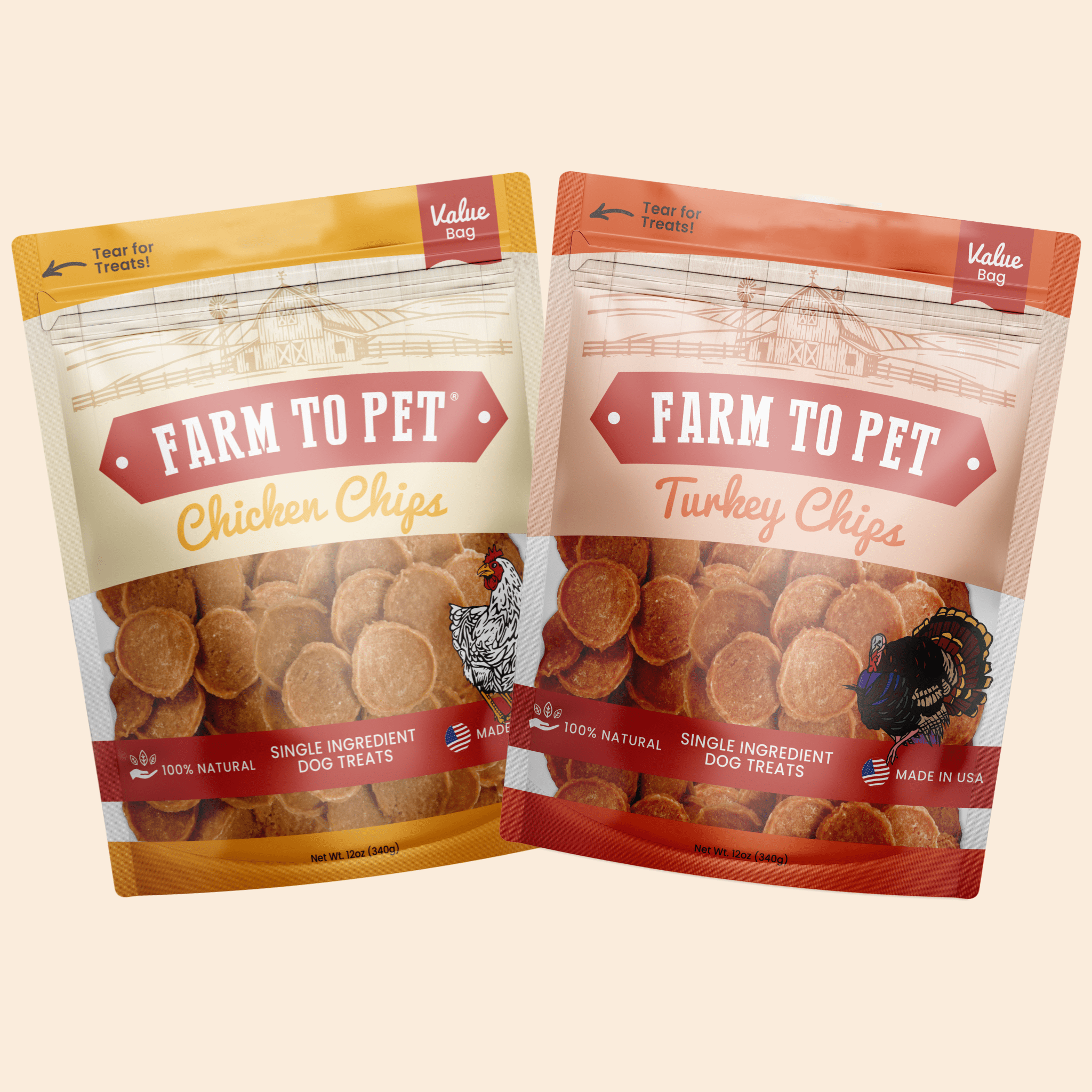 Turkey & Chicken Chip Dog Treat Duo | Single-Ingredient Poultry Treats for Dogs - Trendify Pets